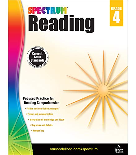 Spectrum 4th Grade Reading Workbook?State Standards for Reading Comprehension, Nonfiction Fiction Passages With Answer Key for Homeschool or Classroom (174 pgs)