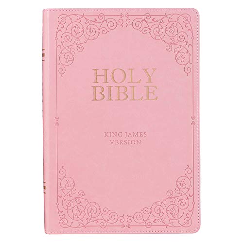 KJV Holy Bible, Giant Print Full-Size, Pink Faux Leather w/Ribbon Marker, Red Letter, Thumb Index, King James Version