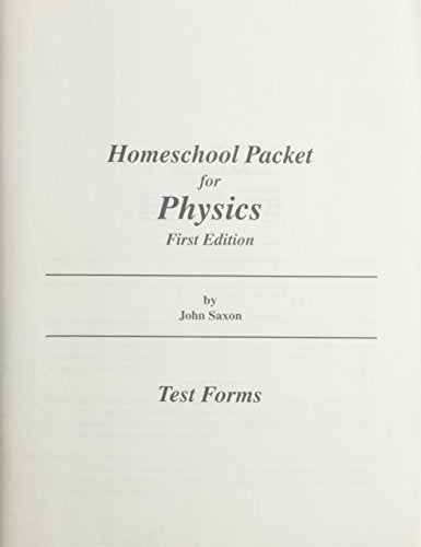 Home Study Packet for Saxon Physics: Test Forms