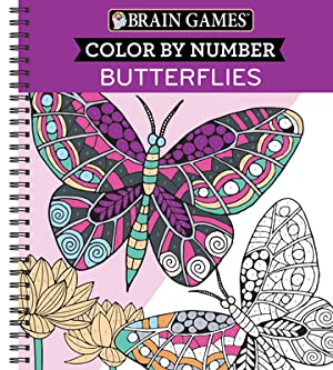 Brain Games - Color by Number: Butterflies (Spiral Bound, Comb or Coil)